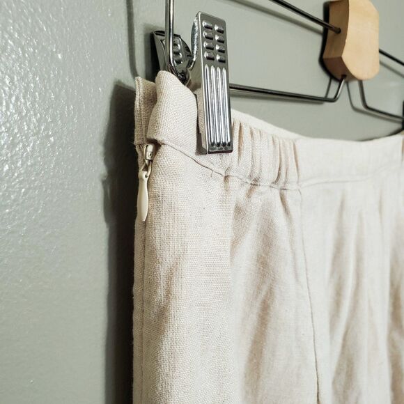Dressbarn Pants Womens Size 8 Tan Linen Blend Tapered Stitch Hem Elastic Waist - Picture 6 of 10